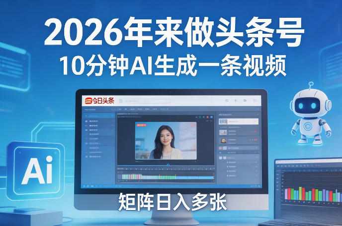2026年来做头条号，10分钟AI生成一条视频，矩阵日入多张-翌晨科技网