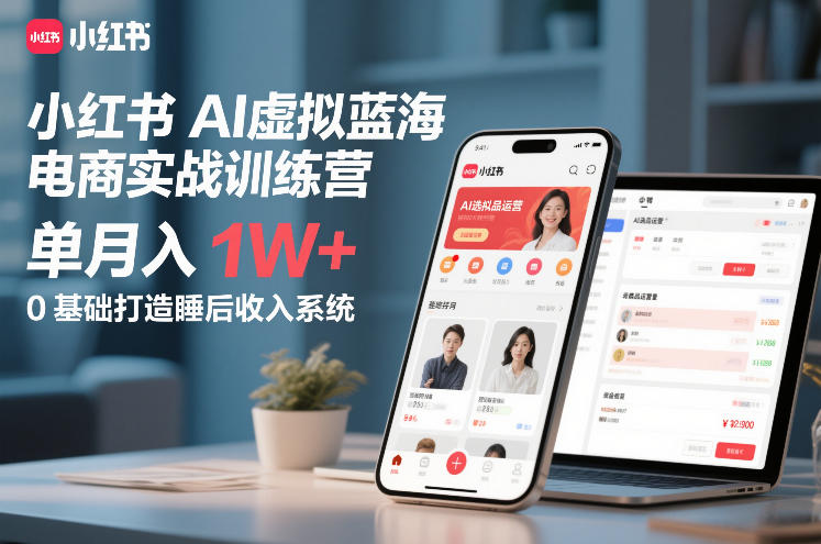 小红书AI虚拟蓝海电商实战训练营，单月入1W+，0基础打造睡后收入系统-翌晨科技网