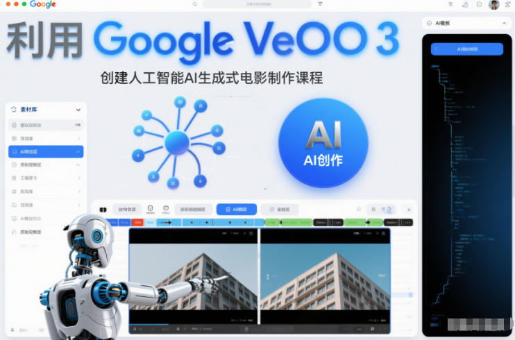 利l用Google Veo 3创建人工智能AI生成式电影制作课程，使用人工智能的力量创建令人惊叹的视频-翌晨科技网
