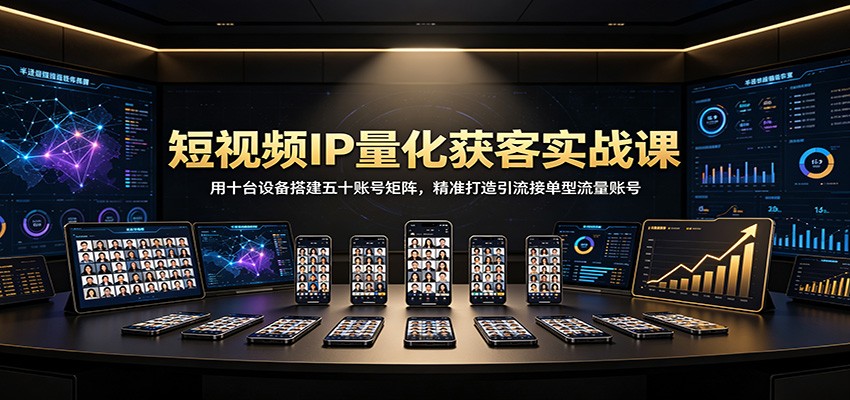 短视频IP量化获客实战课：用十台设备搭建五十账号矩阵，精准打造引流接单型流量账号-翌晨科技网