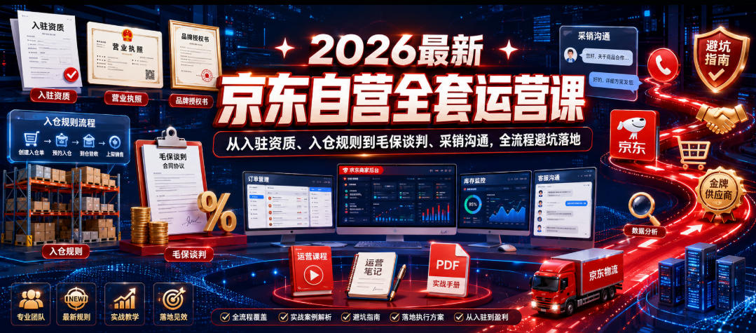 2026最新京东自营全套运营课，从入驻资质、入仓规则到毛保谈判、采销沟通，全流程避坑落地-翌晨科技网