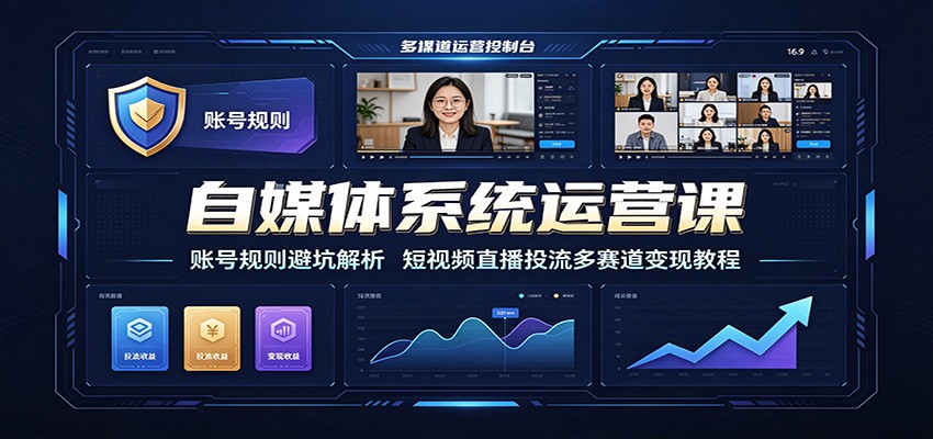 自媒体系统运营课：账号规则避坑解析，短视频直播投流多赛道变现教程-翌晨科技网
