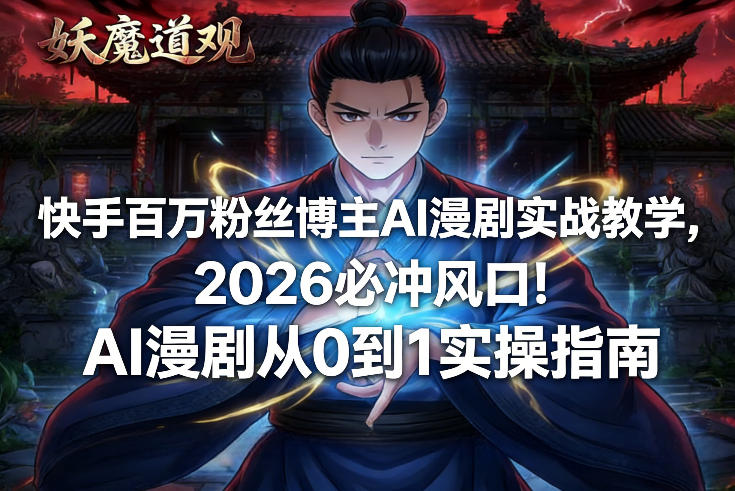 快手百万粉丝博主AI漫剧实战教学，2026必冲风口！AI漫剧从0到1实操指南-翌晨科技网