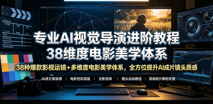 专业AI视觉导演进阶教程，38种爆款影视运镜+多维度电影美学体系，全方位提升AI成片高级感与镜头质感-翌晨科技网