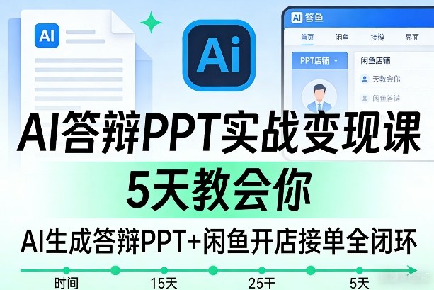 AI答辩PPT实战变现课，5天教会你，AI生成答辩PPT+闲鱼开店接单全闭环-翌晨科技网