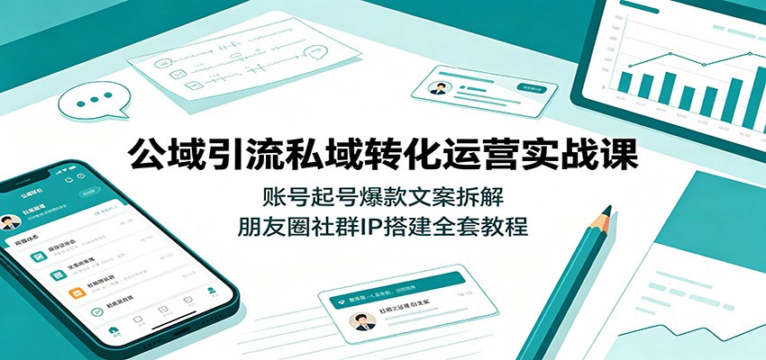公域引流私域转化运营实战课：账号起号爆款文案拆解，朋友圈社群IP搭建全套教程-翌晨科技网