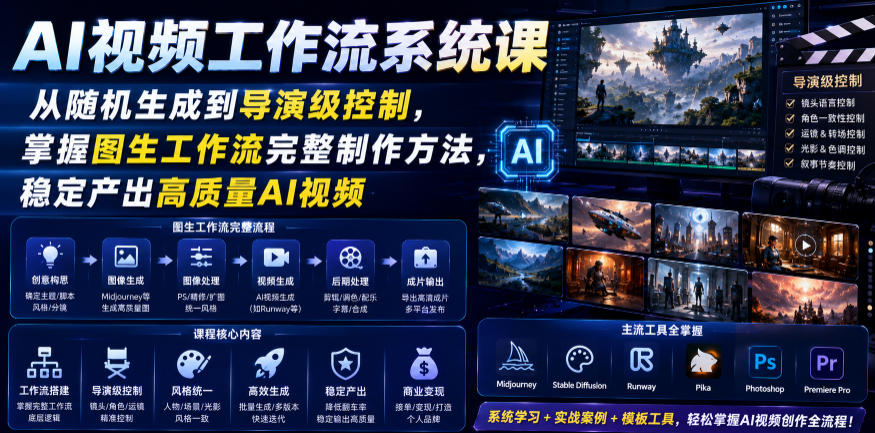 AI视频工作流系统课，从随机生成到导演级控制，掌握图生工作流完整制作方法，稳定产出高质量AI视频-翌晨科技网