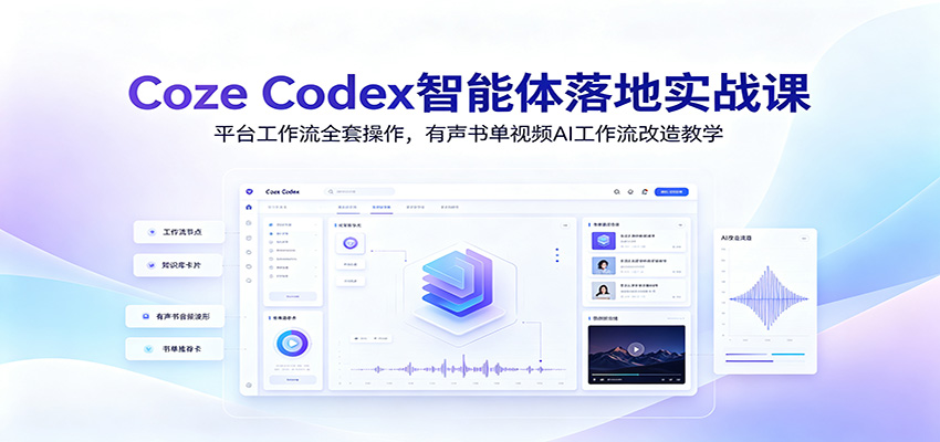Coze Codex智能体落地实战课：平台工作流全套操作，有声书单视频AI工作流改造教学-翌晨科技网