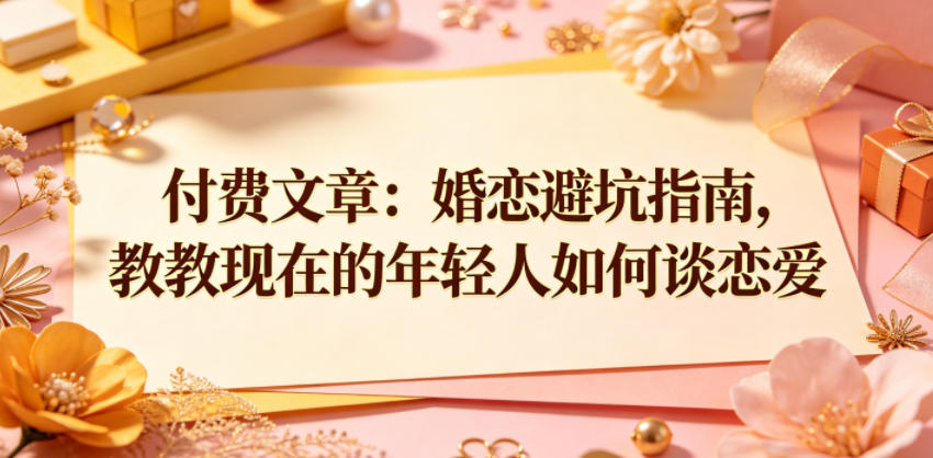 付费文章：婚恋避坑指南，教教现在的年轻人如何谈恋爱-翌晨科技网