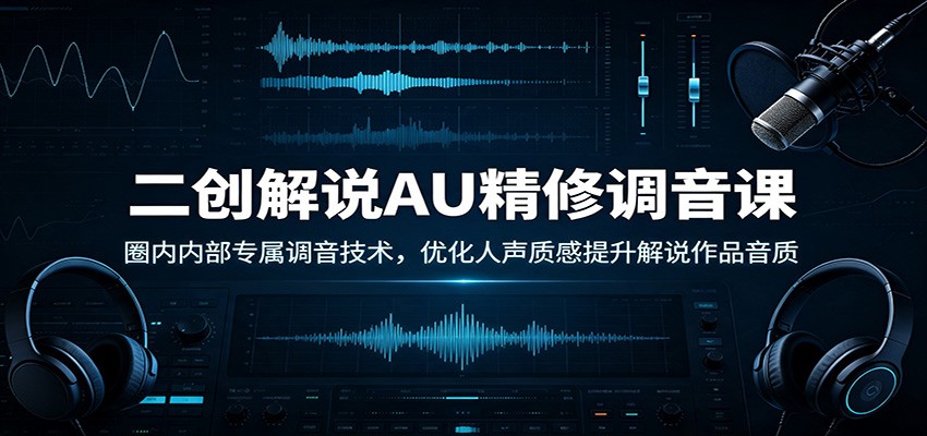二创解说AU精修调音课：圈内内部专属调音技术，优化人声质感提升解说作品音质-翌晨科技网