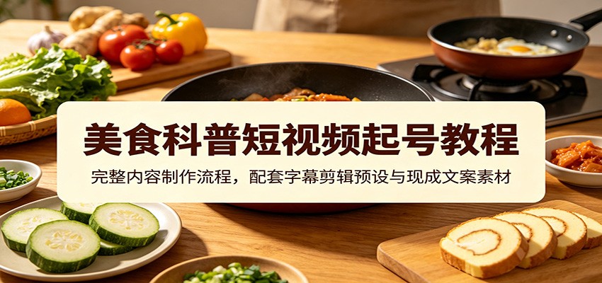 美食科普短视频起号教程：完整内容制作流程，配套字幕剪辑预设与现成文案素材-翌晨科技网