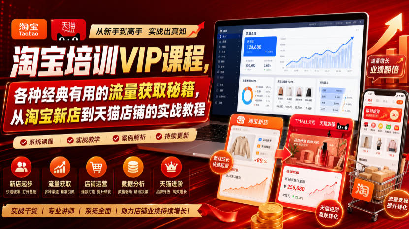 淘宝培训VIP课程，各种经典有用的流量获取秘籍，从淘宝新店到天猫店铺的实战教程（更新7月）-翌晨科技网