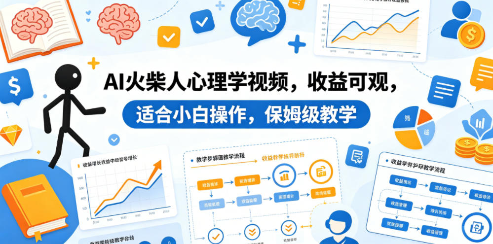AI火柴人心理学视频，收益可观，适合小白操作，保姆级教学-翌晨科技网