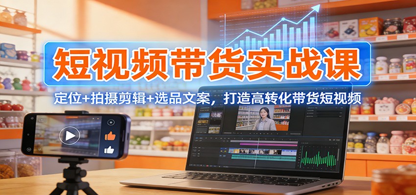 短视频带货实战课：定位+拍摄剪辑+选品文案，打造高转化带货短视频-翌晨科技网