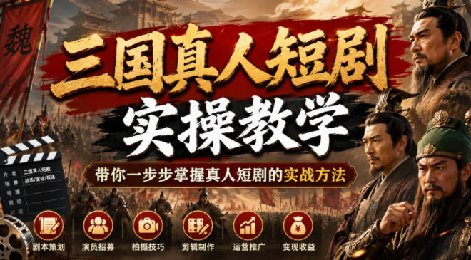 三国真人短剧实操教学，带你一步步掌握真人短剧的实战方法-翌晨科技网