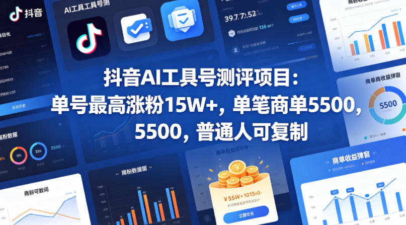 抖音AI工具号测评项目（1-2期），单号最高涨粉15W+，单笔商单5.5k，也可进伙伴计划，普通人可复制（更新7月）-翌晨科技网