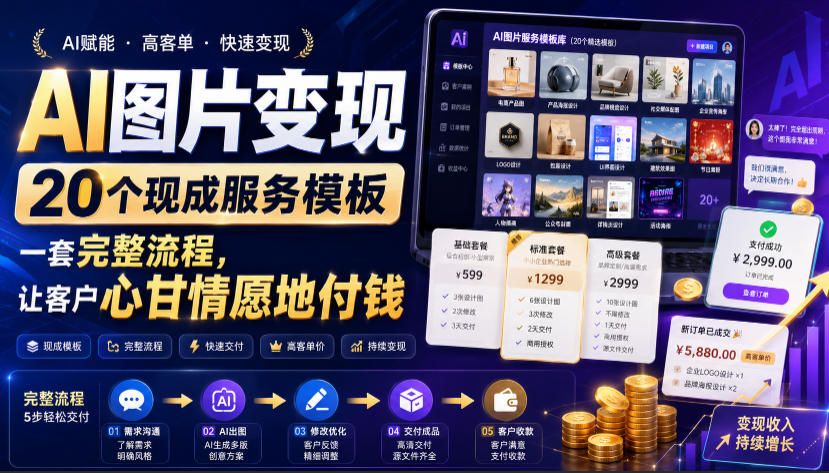 AI图片变现，20个现成服务模板，一套完整流程，让客户心甘情愿地付钱【原创双语字幕】-翌晨科技网