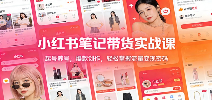 小红书笔记带货实战课：起号养号，爆款创作，轻松掌握流量变现密码-翌晨科技网