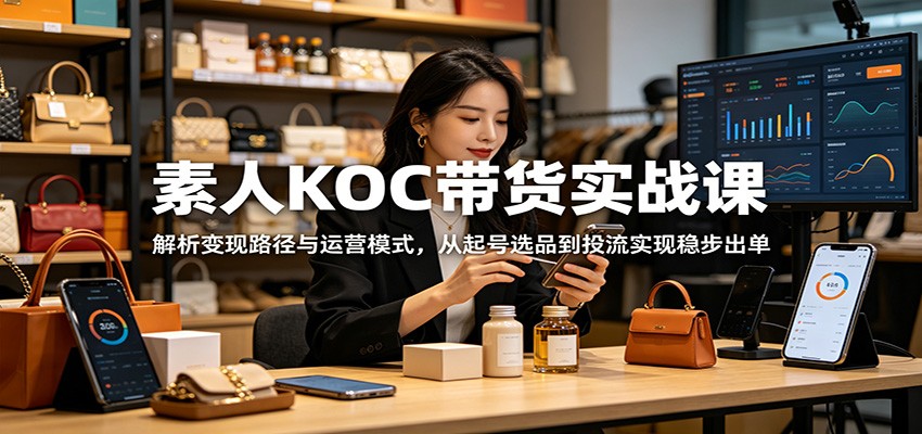 素人KOC带货实战课：解析变现路径与运营模式，从起号选品到投流实现稳步出单-翌晨科技网