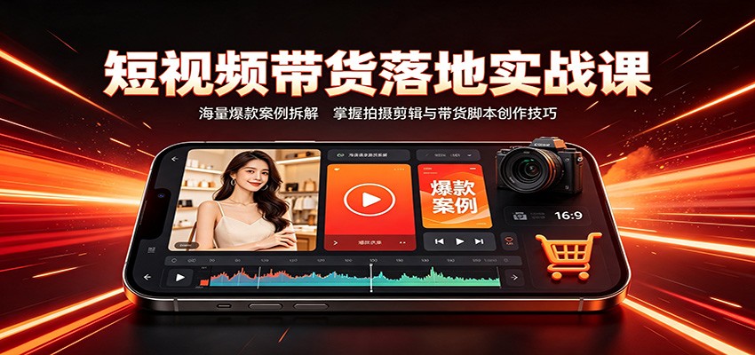 短视频带货落地实战课：海量爆款案例拆解，掌握拍摄剪辑与带货脚本创作技巧-翌晨科技网