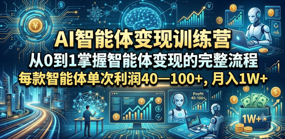 AI智能体变现训练营，从0到1掌握智能体变现的完整流程，每款智能体单次利润40—100+，月入1W+-翌晨科技网