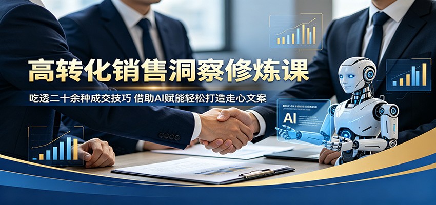 高转化销售洞察修炼课：吃透二十余种成交技巧，借助AI赋能轻松打造走心文案-翌晨科技网