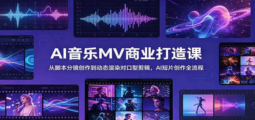 AI音乐MV商业打造课：从脚本分镜创作到动态渲染对口型剪辑，AI短片创作全流程-翌晨科技网