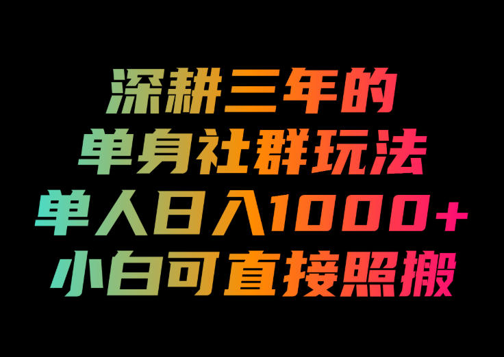 深耕三年的单身社群玩法，单人日入1000+，小白可直接照搬！【揭秘】-翌晨科技网