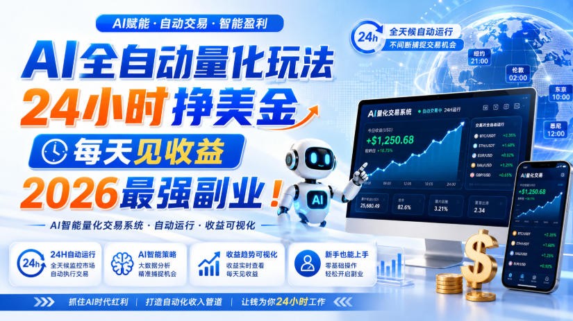 AI量化全自动操作挣美金，矩阵可日入1000+，适合普通人的副业！-翌晨科技网