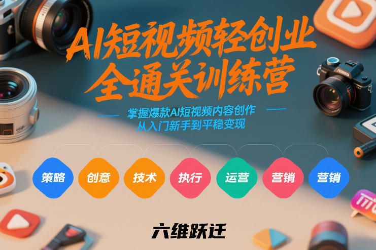 AI短视频轻创业全通关训练营，掌握爆款AI短视频内容创作，从入门新手到平稳变现的六维跃迁-翌晨科技网