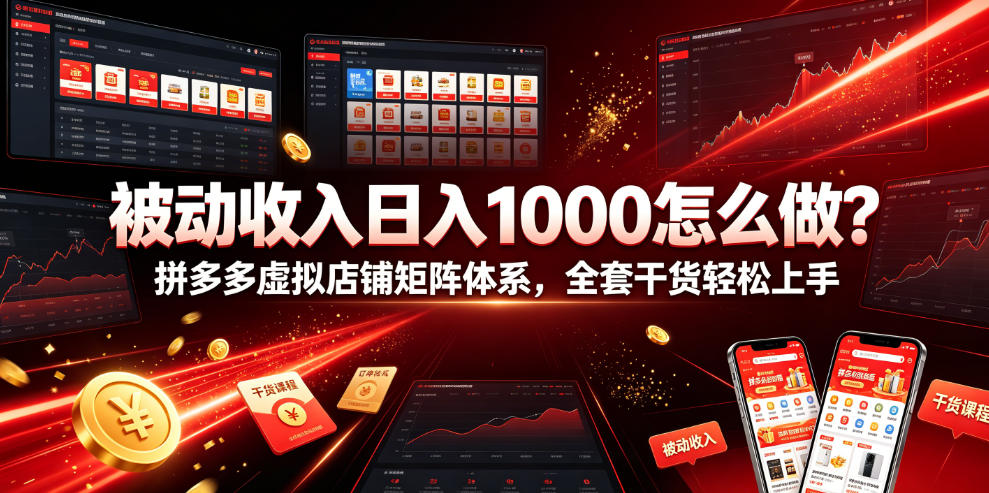 被动收入日入1000怎么做？拼多多虚拟店铺矩阵体系，全套干货轻松上手【揭秘】-翌晨科技网