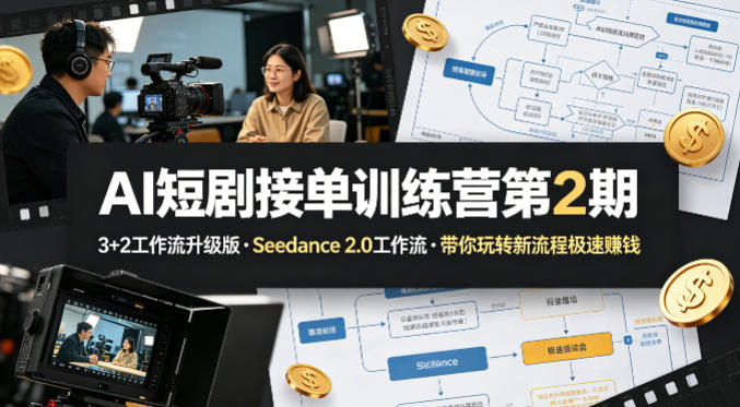 AI短剧接单训练营第2期，3+2工作流升级版，Seedance 2.0工作流，带你玩转新流程极速賺钱-翌晨科技网