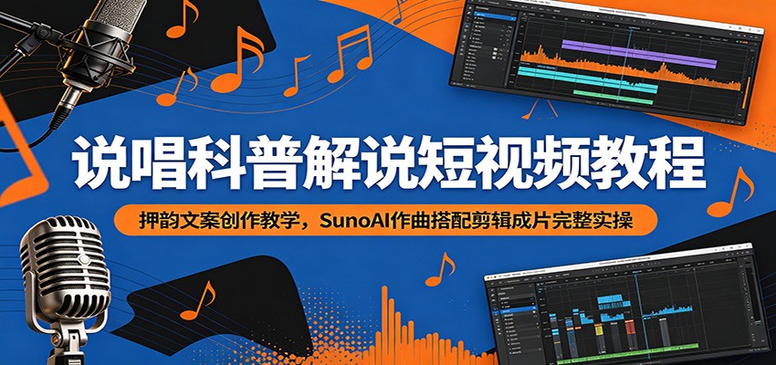 说唱科普解说短视频教程：押韵文案创作教学，SunoAI作曲搭配剪辑成片完整实操-翌晨科技网