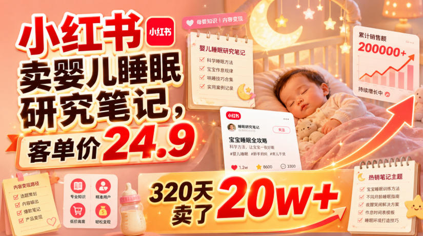 小红书卖婴儿睡眠研究笔记，客单价24.9，320天卖了20w+-翌晨科技网