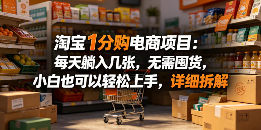 淘宝1分购电商项目:每天躺入几张,无需囤货,小白也可以轻松上手,详细拆解-翌晨科技网