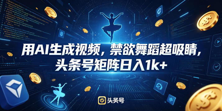 用AI生成视频，禁欲舞蹈超吸睛，头条号矩阵日入1k+-翌晨科技网