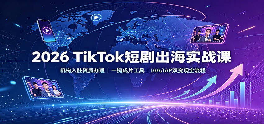 2026 TikTok短剧出海实战课：机构入驻资质办理，一键成片工具，IAA/IAP双变现全流程-翌晨科技网