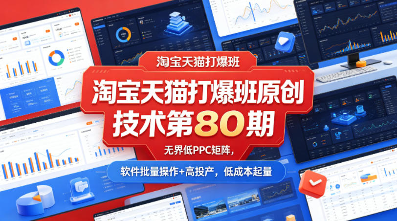 淘宝天猫打爆班原创技术第80期，无界低PPC矩阵，软件批量操作+高投产，低成本起量-翌晨科技网