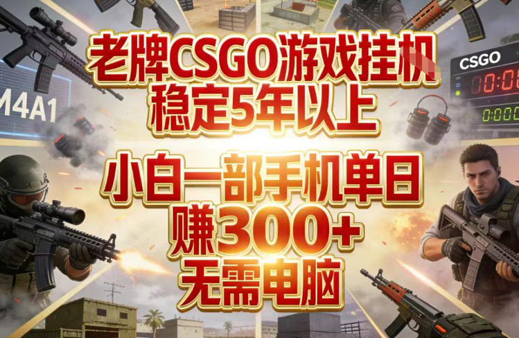 老牌CSGO游戏挂G，稳定5年以上，小白一部手机单日賺3张+，无需电脑【揭秘】-翌晨科技网
