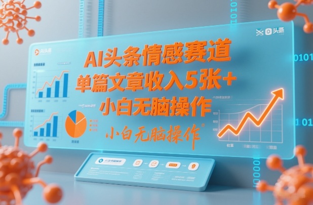 AI头条情感赛道，单篇文章收入5张+，小白无脑操作-翌晨科技网