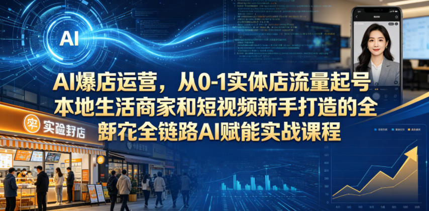 AI爆店运营，从0-1实体店流量起号，本地生活商家和短视频新手打造的全链路AI赋能实战课程-翌晨科技网