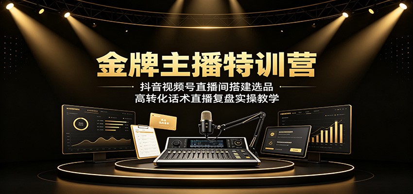 金牌主播特训营：抖音视频号直播间搭建选品，高转化话术直播复盘实操教学-翌晨科技网