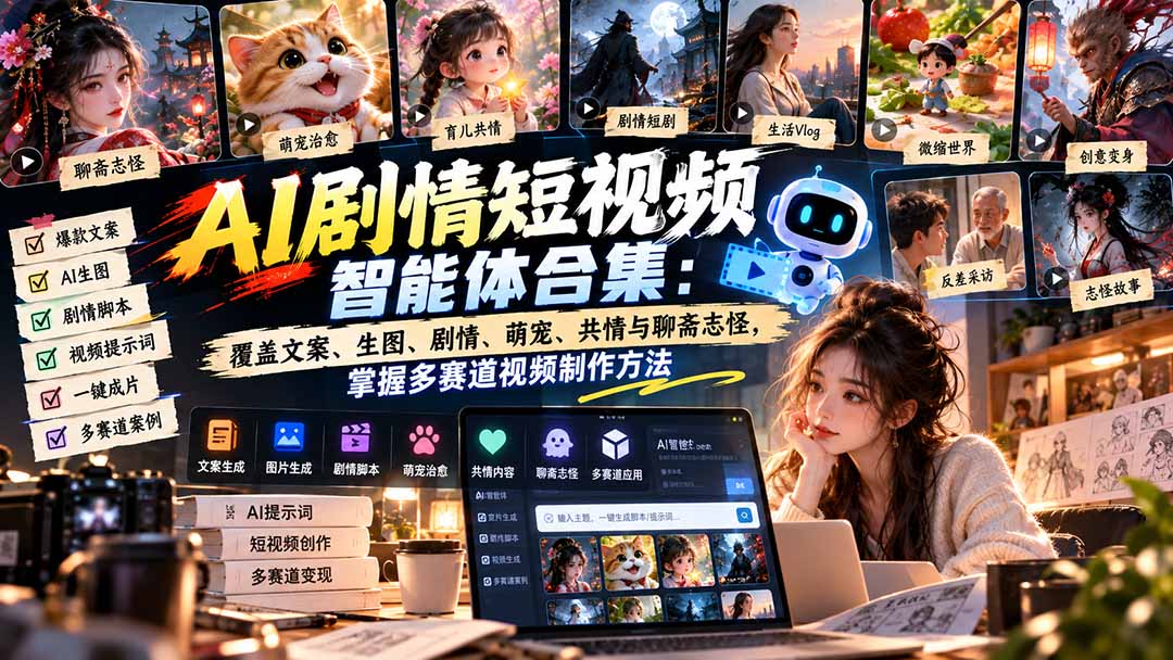 （20644期）【无水印】AI剧情短视频智能体合集：覆盖文案、生图、剧情、萌宠、共情与聊斋志怪，掌握多赛道视频制作方法-翌晨科技网