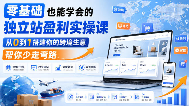 零基础也能学会的独立站盈利实操课，从0到1搭建你的跨境生意，帮你少走弯路-翌晨科技网