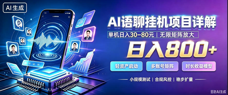 AI聊天挂G项目,日入800+,适用个人副业,支持工作室矩阵操作,放大收益【揭秘】-翌晨科技网