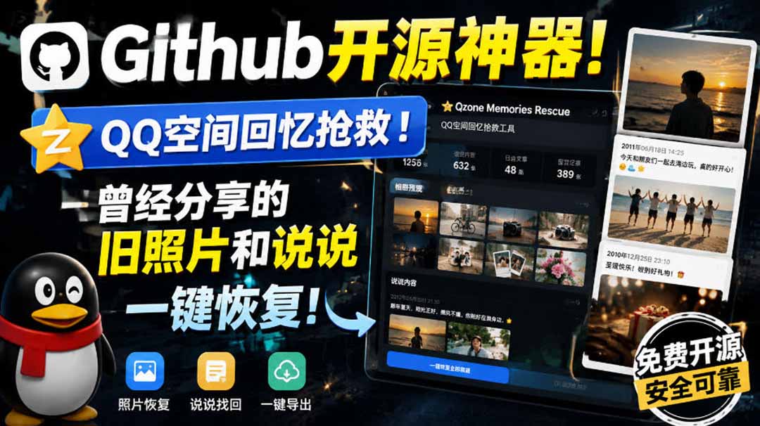 （20181期）Github开源神器！QQ空间回忆抢救！曾经分享的旧照片和说说一键恢复！-翌晨科技网