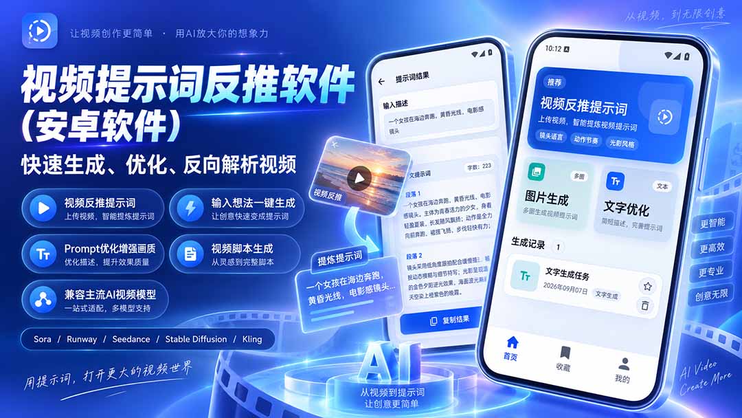 （20301期）视频提示词反推软件（安卓软件），快速生成、优化、反向解析视频-翌晨科技网