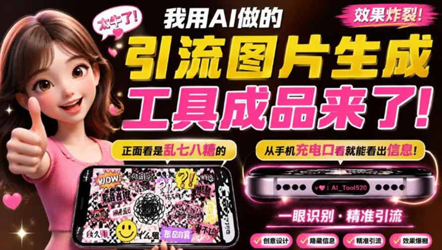 （20182期）自媒体引流工具来了，把你的微信藏到图片中，正面看是乱七八糟的乱码，手机平躺从充电口看就能看出实际内容-翌晨科技网