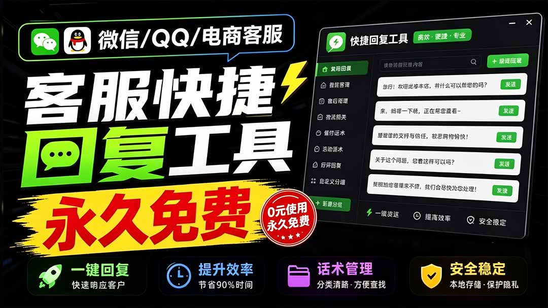 （20420期）微信/QQ/电商客服快捷回复工具，支持多平台话术库与一键发送，永久免费，使用简单！易歪歪-翌晨科技网
