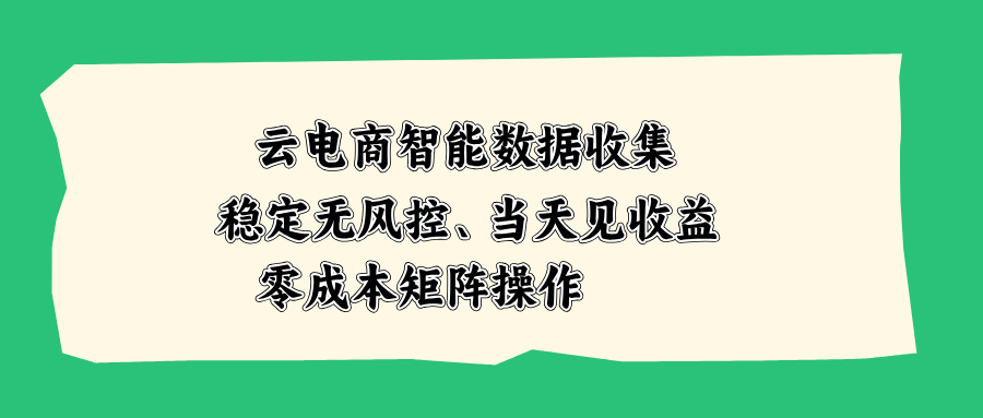 （20197期）云电商智能数据收集，稳定无风控，当天见收益，零成本矩阵操作-翌晨科技网